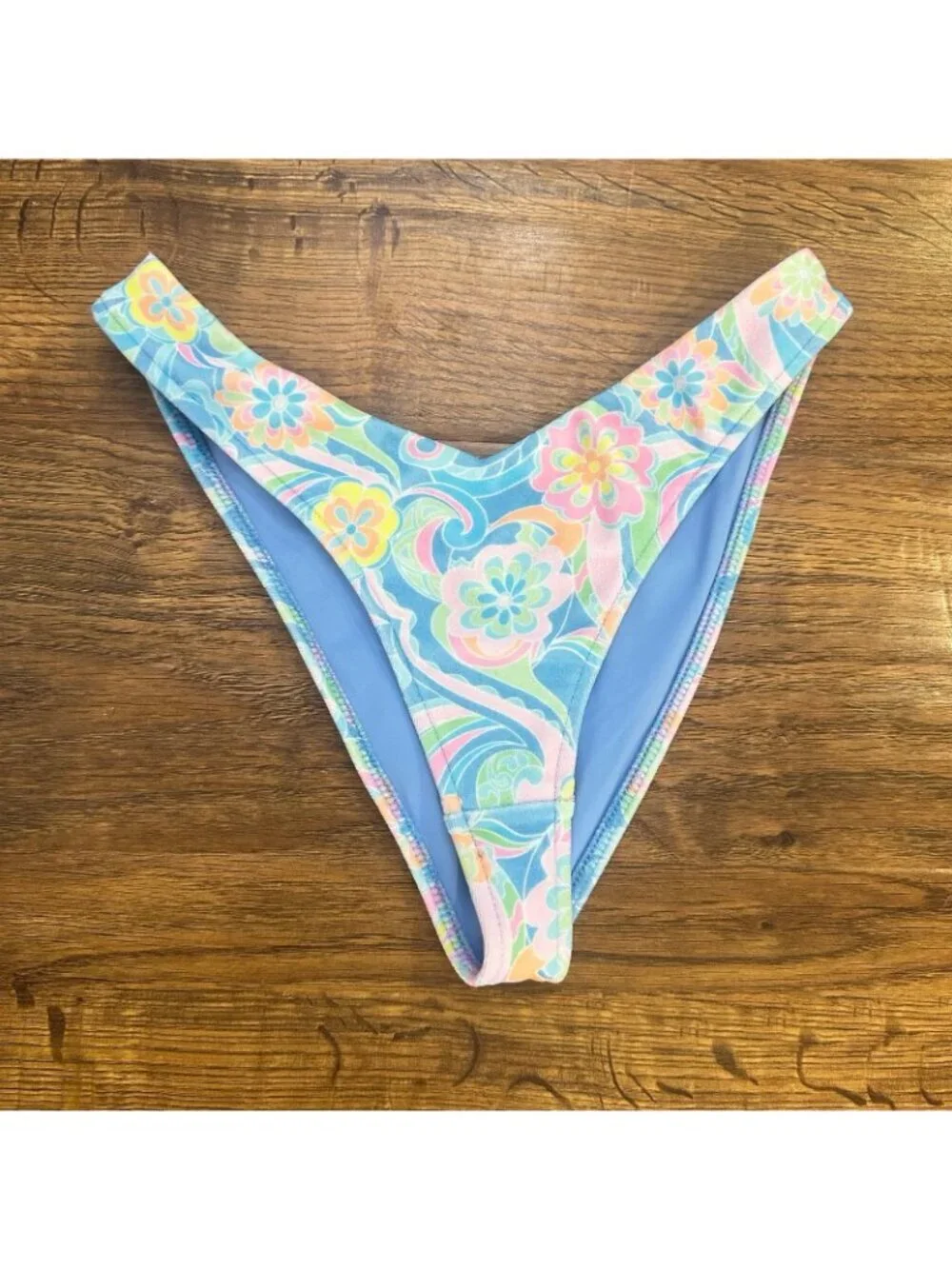 Frankie's Bikinis Enzo Terry Cheeky Bikini Bottom and Harlow top in sunshower S
